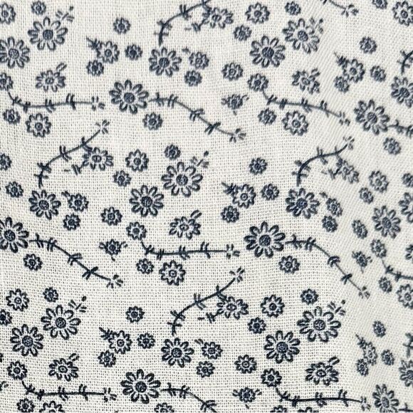 Olivia Moon Cream Blue Floral Print Linen Blend Ruched Sleeve Blazer Jacket - Picture 13 of 16